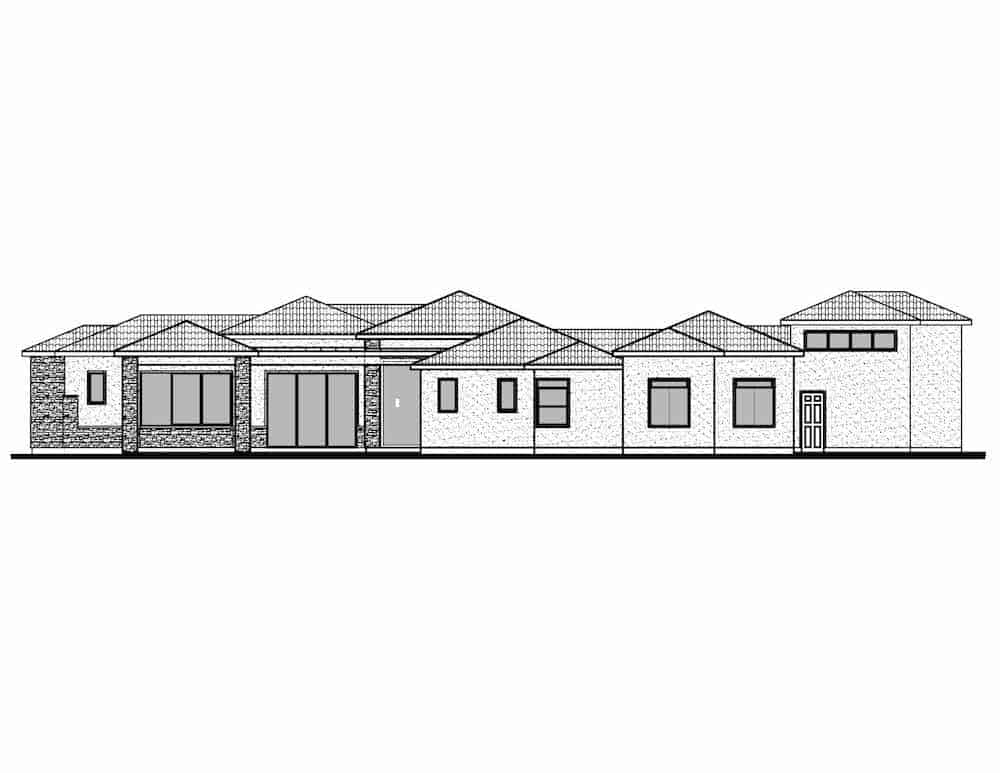 Home Plan Rear Elevation of this 4-Bedroom,3990 Sq Ft Plan -208-1000