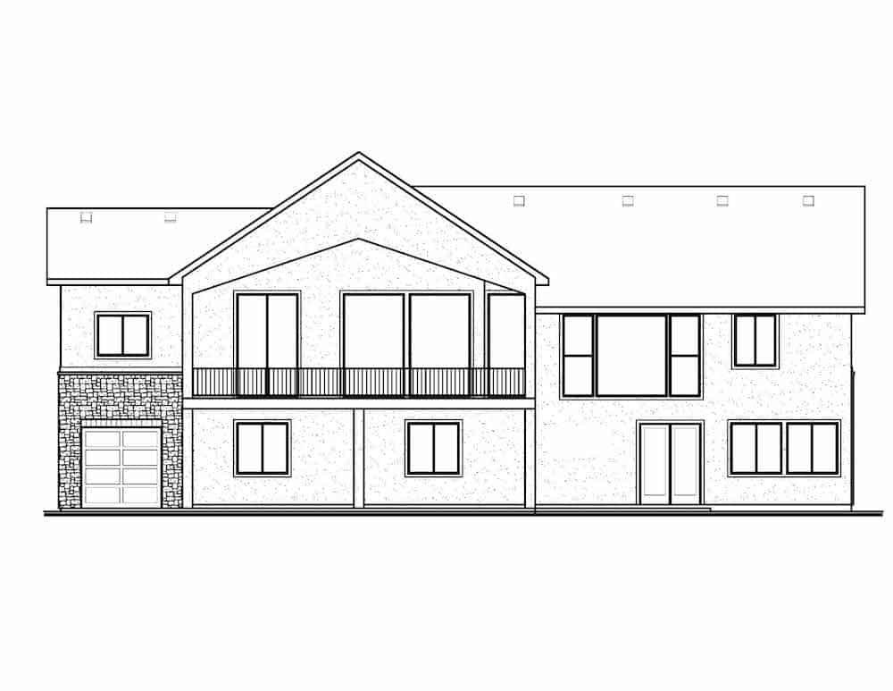 Home Plan Rear Elevation of this 3-Bedroom,2681 Sq Ft Plan -208-1001