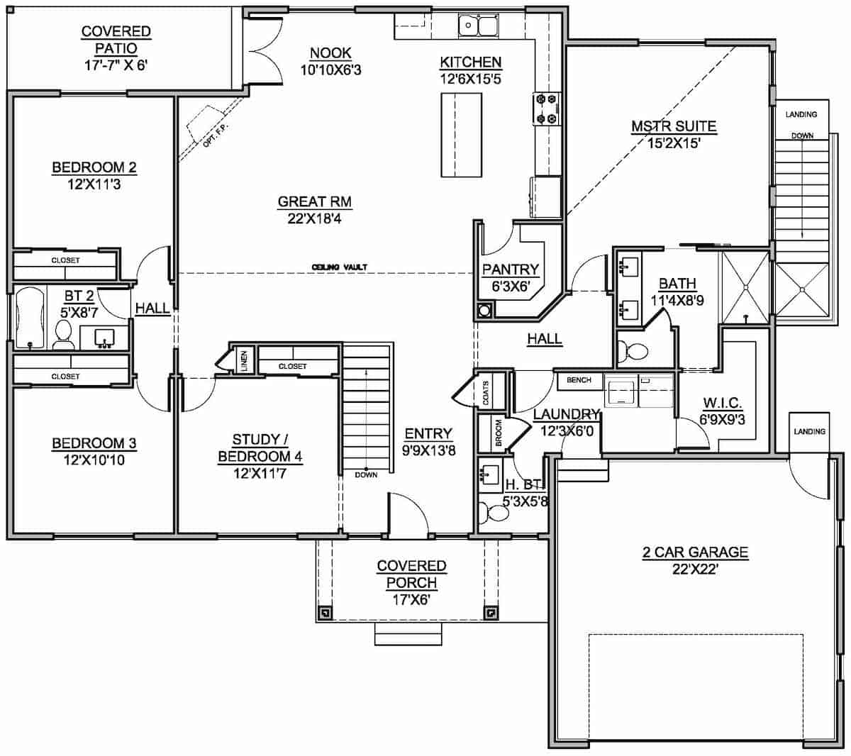 Floor Plan Main Level of Contemporary Plan #208-1002