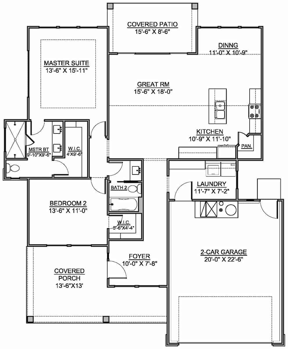 Floor Plan Main Level of Contemporary Plan #208-1003
