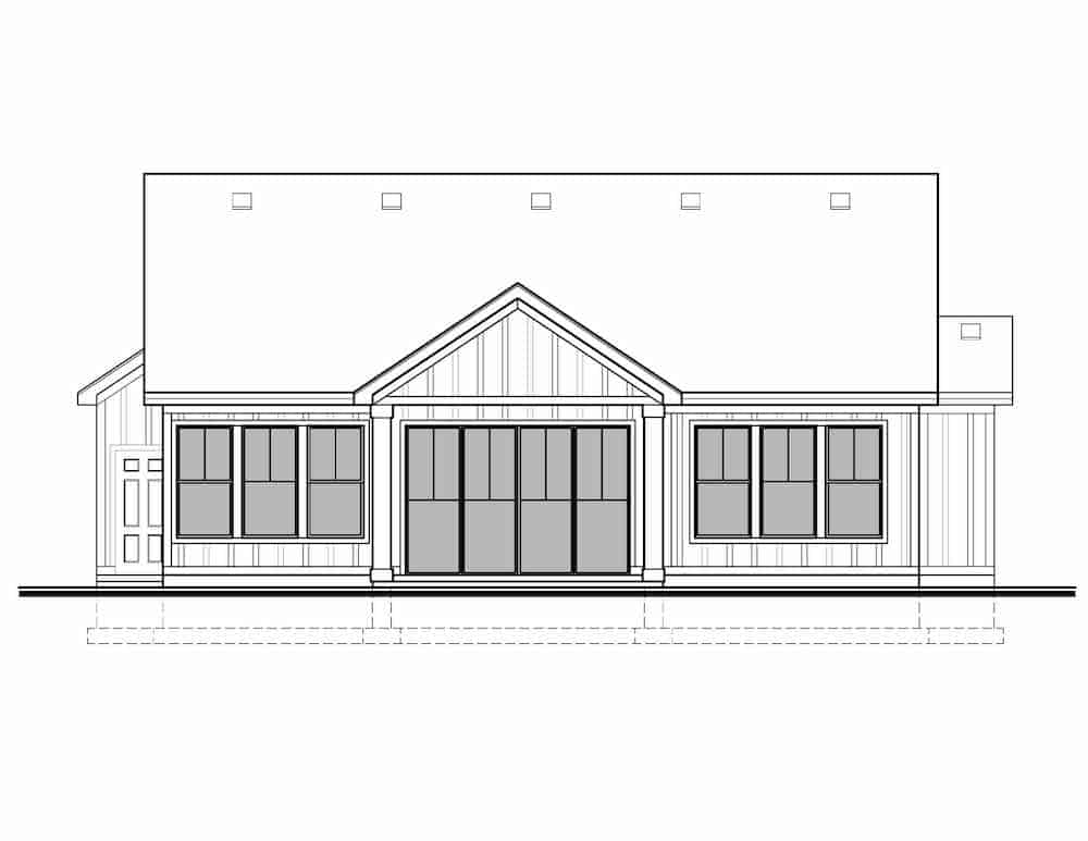 Home Plan Rear Elevation of this 2-Bedroom,1419 Sq Ft Plan -208-1003