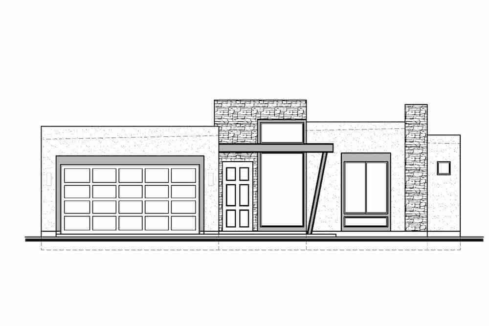 Home Plan Front Elevation of this 2-Bedroom,1417 Sq Ft Plan -208-1004