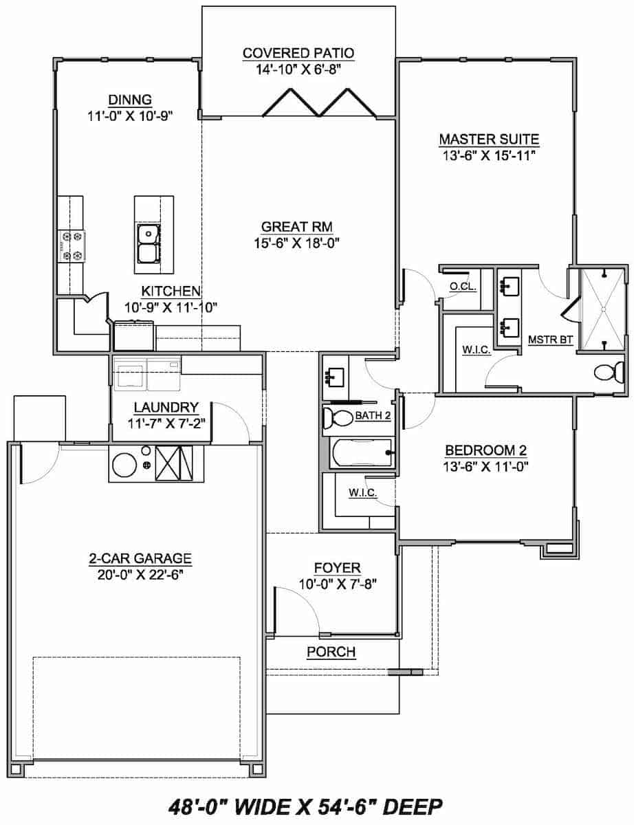 Floor Plan Main Level of Modern Plan #208-1004