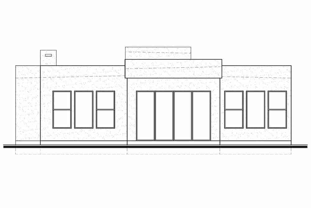 Home Plan Rear Elevation of this 2-Bedroom,1417 Sq Ft Plan -208-1004