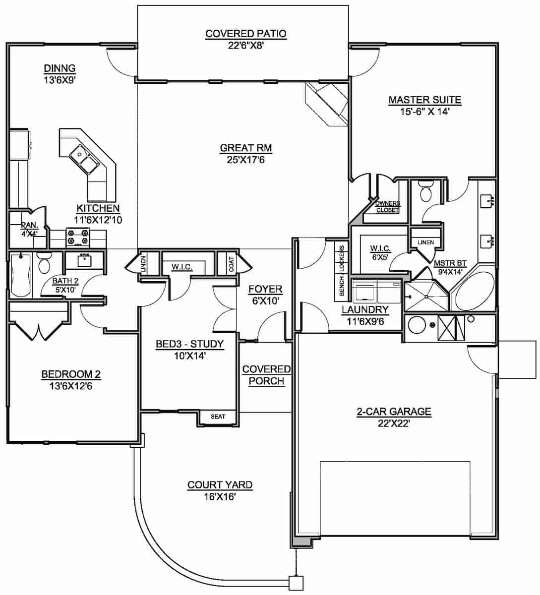 Floor Plan Main Level of Modern Plan #208-1005
