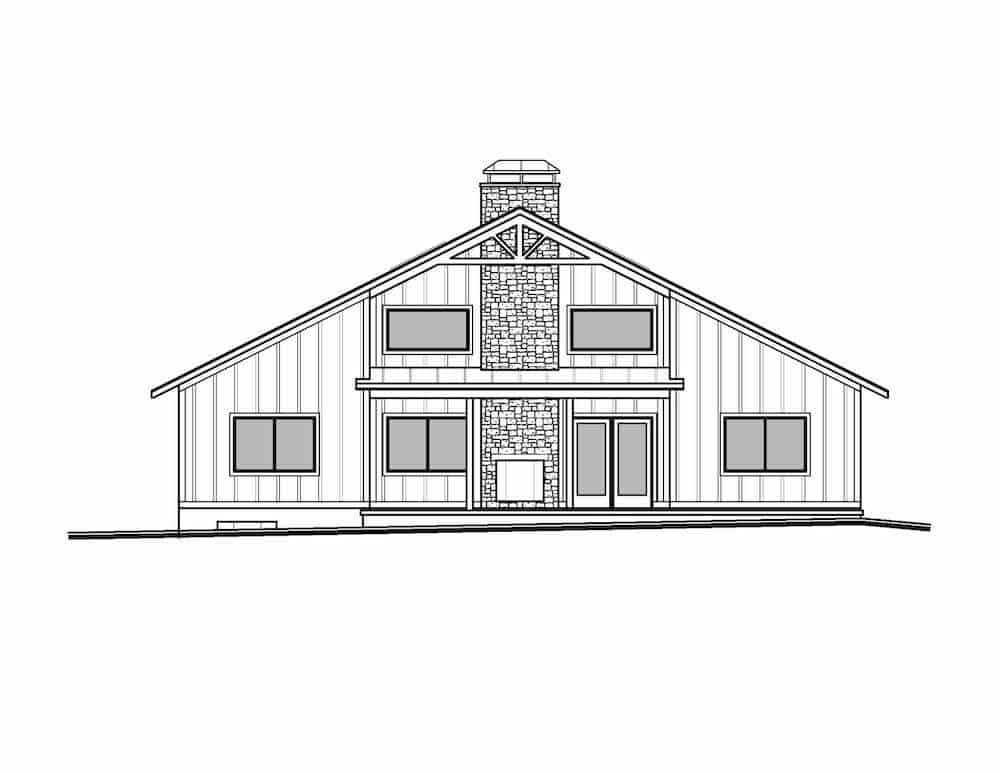 Home Plan Rear Elevation of this 3-Bedroom,2838 Sq Ft Plan -208-1007