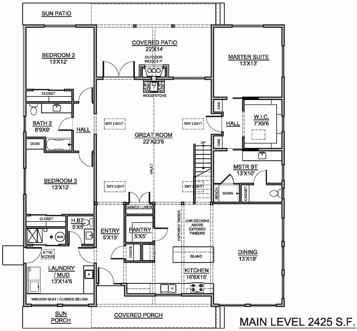 Floor Plan Main Level of Contemporary Plan #208-1007