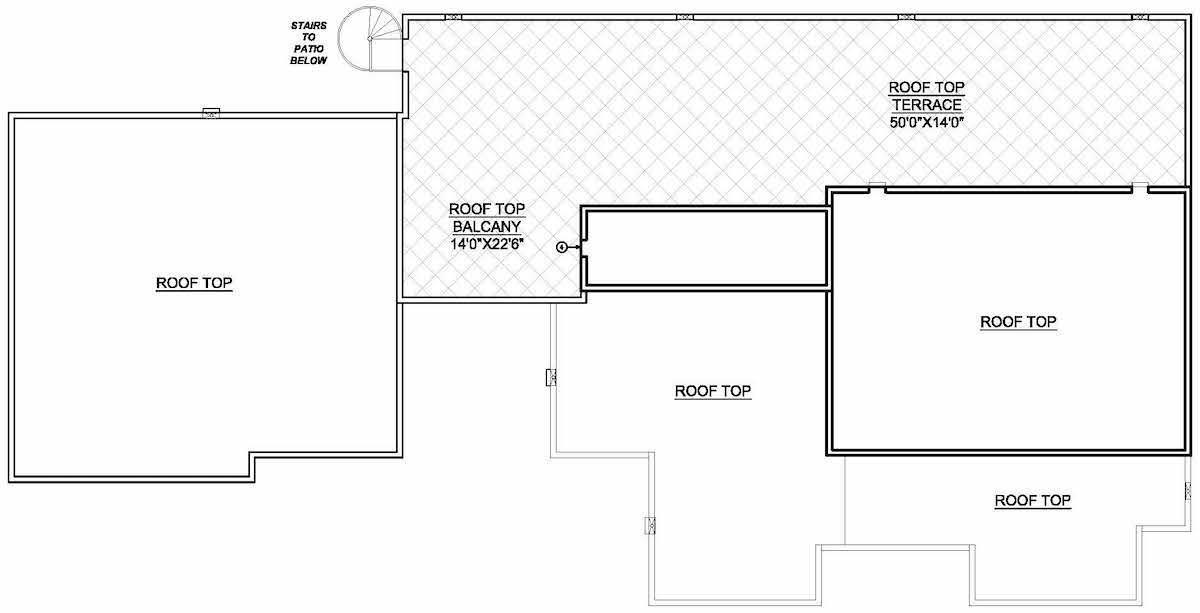 Floor Plan Upper Level of Modern Plan #208-1008