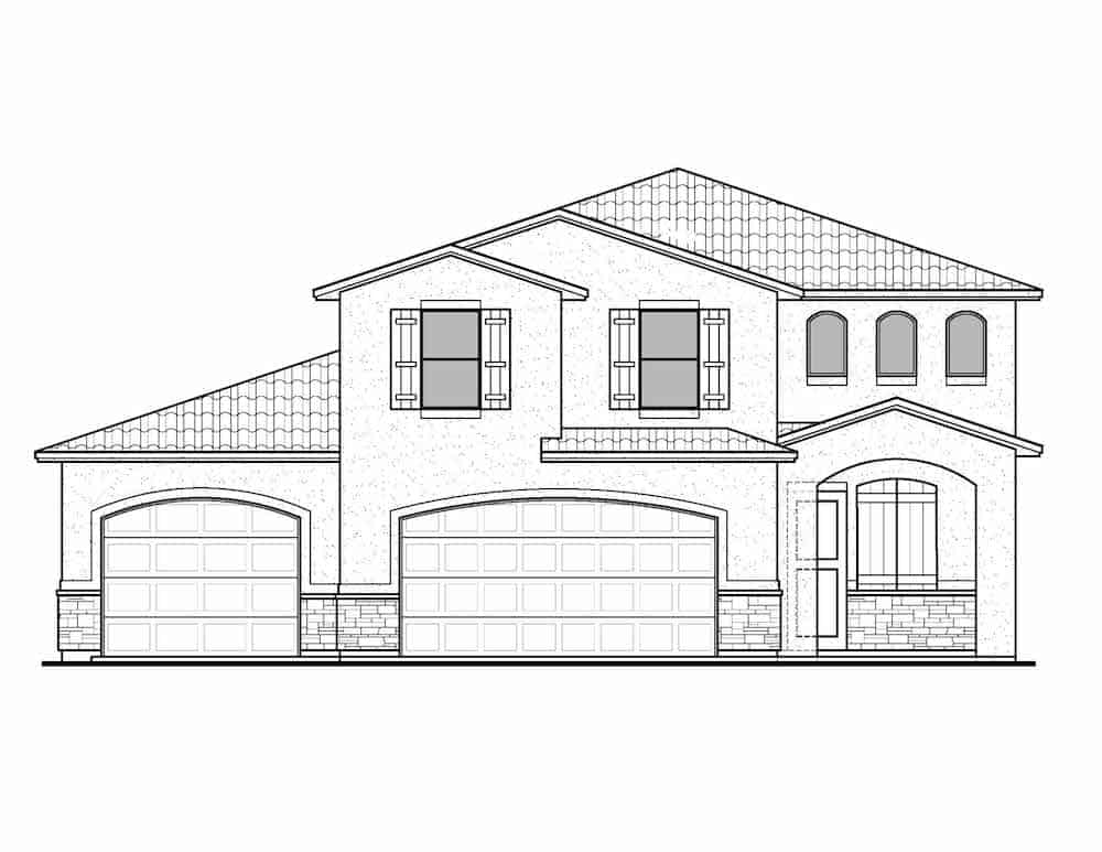 Home Plan Front Elevation of this 4-Bedroom,2324 Sq Ft Plan -208-1009