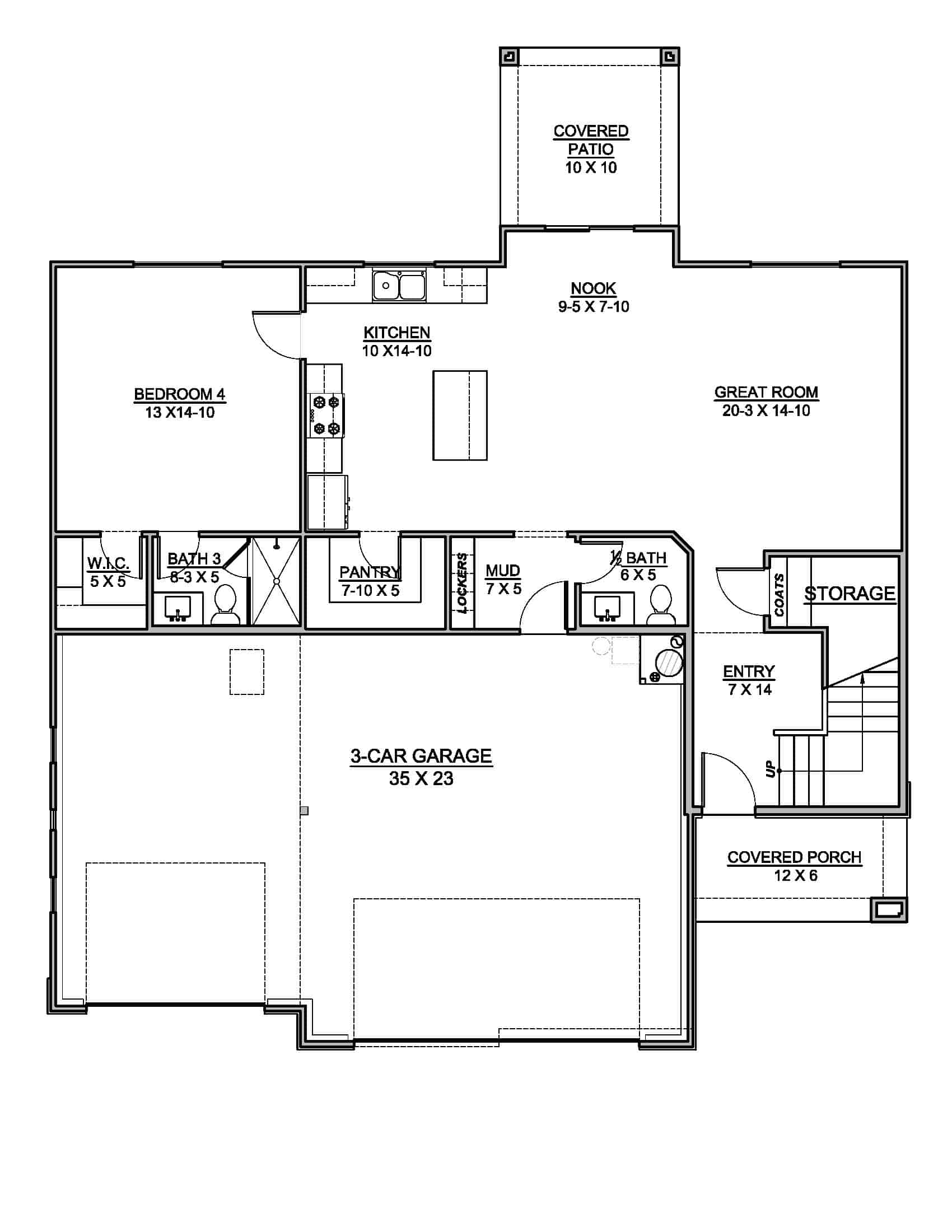 Floor Plan Main Level of Mediterranean Plan #208-1009