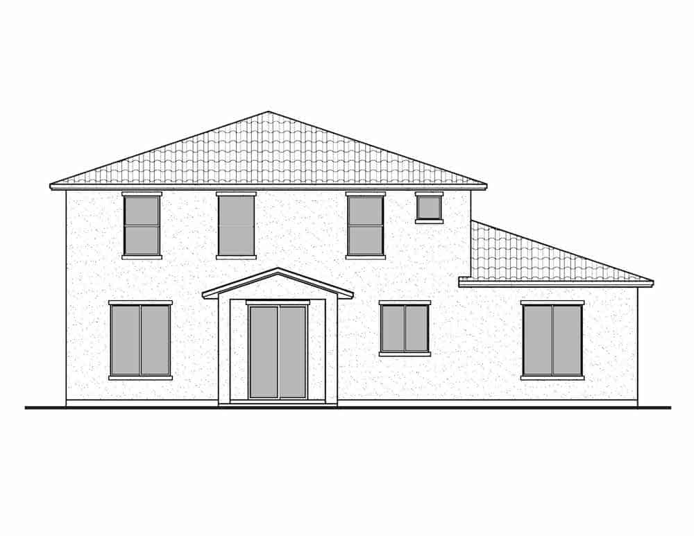 Home Plan Rear Elevation of this 4-Bedroom,2324 Sq Ft Plan -208-1009