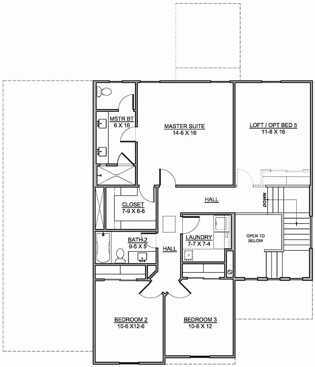 Floor Plan Upper Level of Mediterranean Plan #208-1009