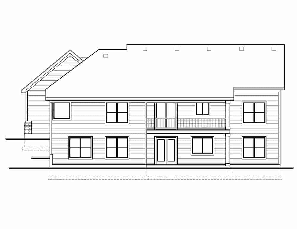 Home Plan Rear Elevation of this 3-Bedroom,1582 Sq Ft Plan -208-1010