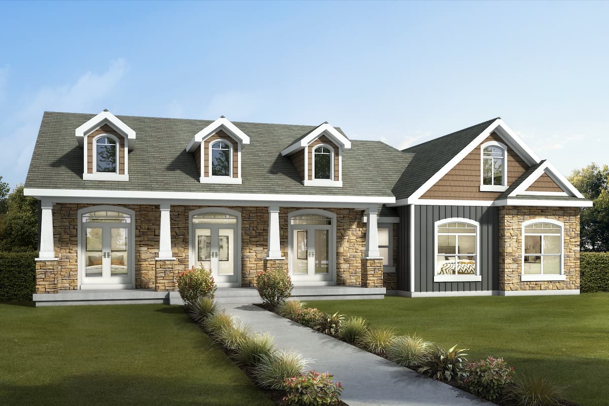 Ranch home (ThePlanCollection: Plan #208-1010)