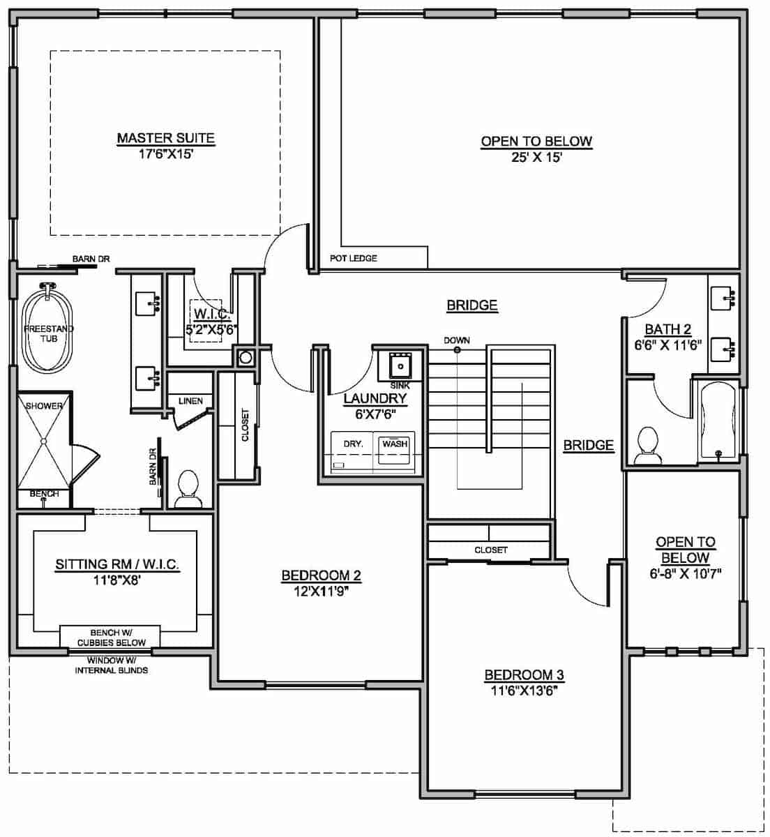 Floor Plan Upper Level of Contemporary Plan #208-1011
