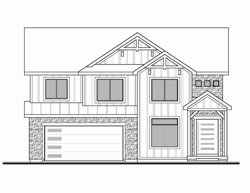 Home Plan Front Elevation of this 4-Bedroom,2381 Sq Ft Plan -208-1011