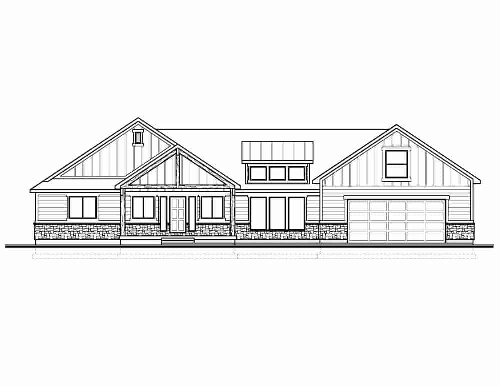 Home Plan Front Elevation of this 4-Bedroom,2918 Sq Ft Plan -208-1013