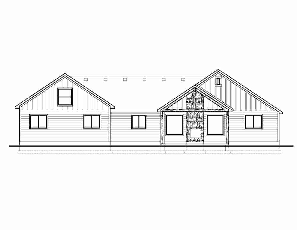 Home Plan Rear Elevation of this 4-Bedroom,2918 Sq Ft Plan -208-1013