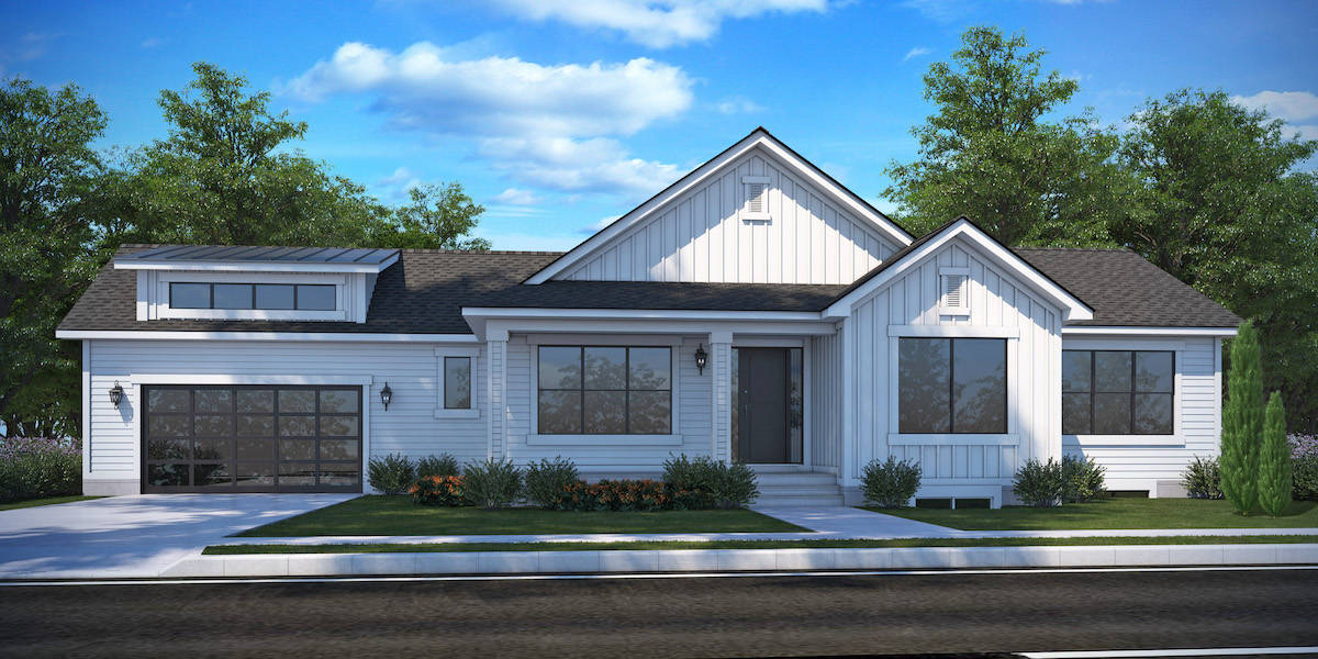 Contemporary Ranch house (ThePlanCollection: Plan #208-1014)