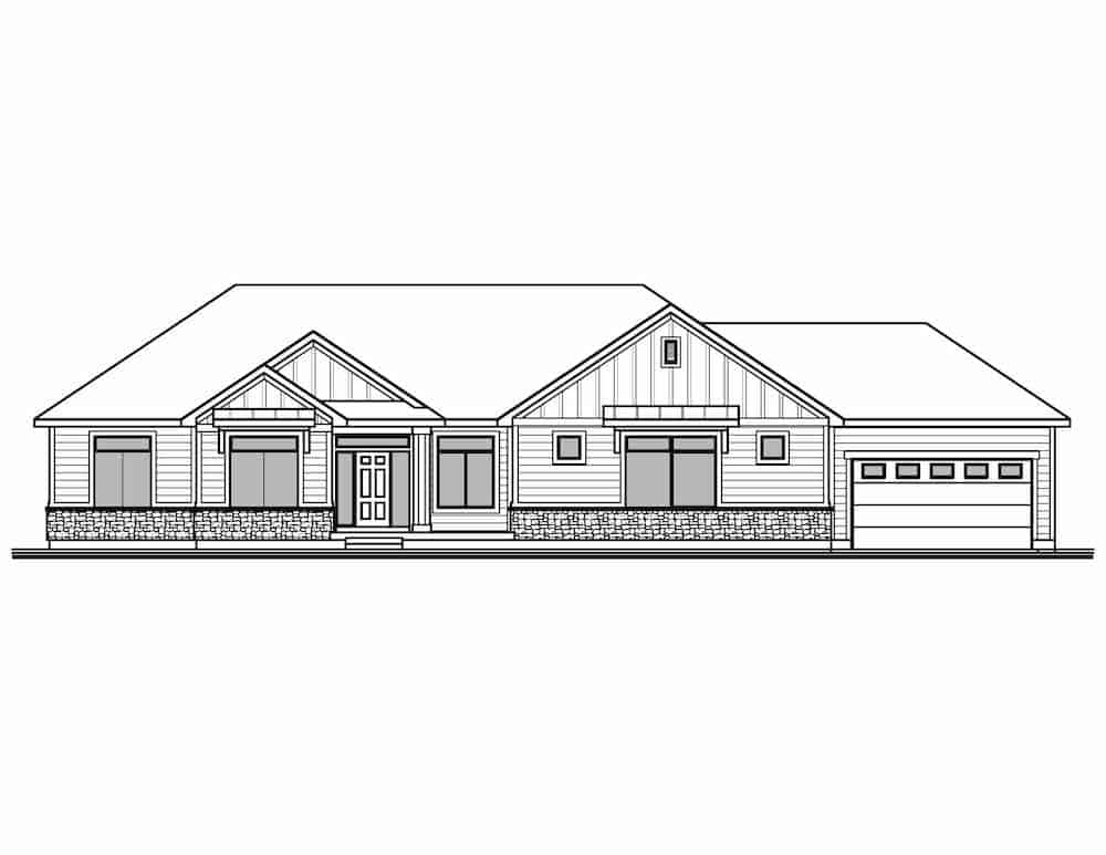 Home Plan Front Elevation of this 3-Bedroom,2143 Sq Ft Plan -208-1015