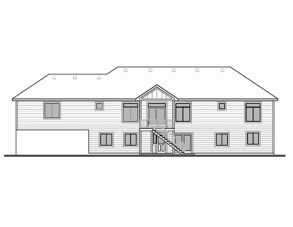 Home Plan Rear Elevation of this 3-Bedroom,2143 Sq Ft Plan -208-1015