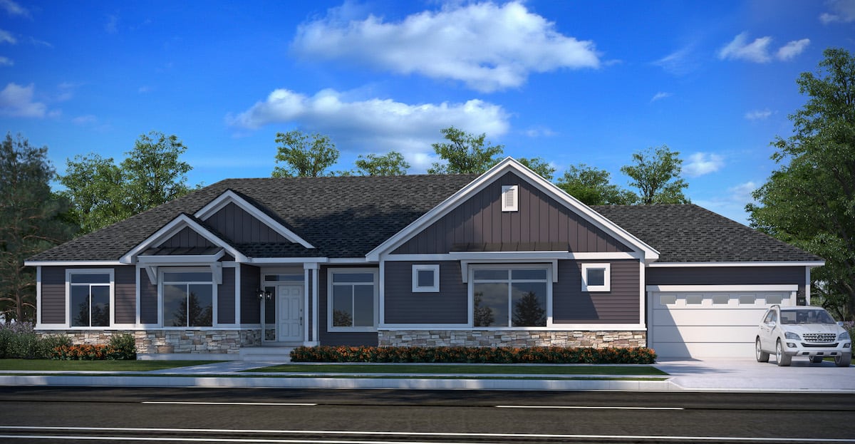 Country Ranch home (ThePlanCollection: Plan #208-1015)