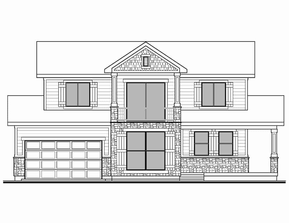 Home Plan Front Elevation of this 3-Bedroom,1842 Sq Ft Plan -208-1016