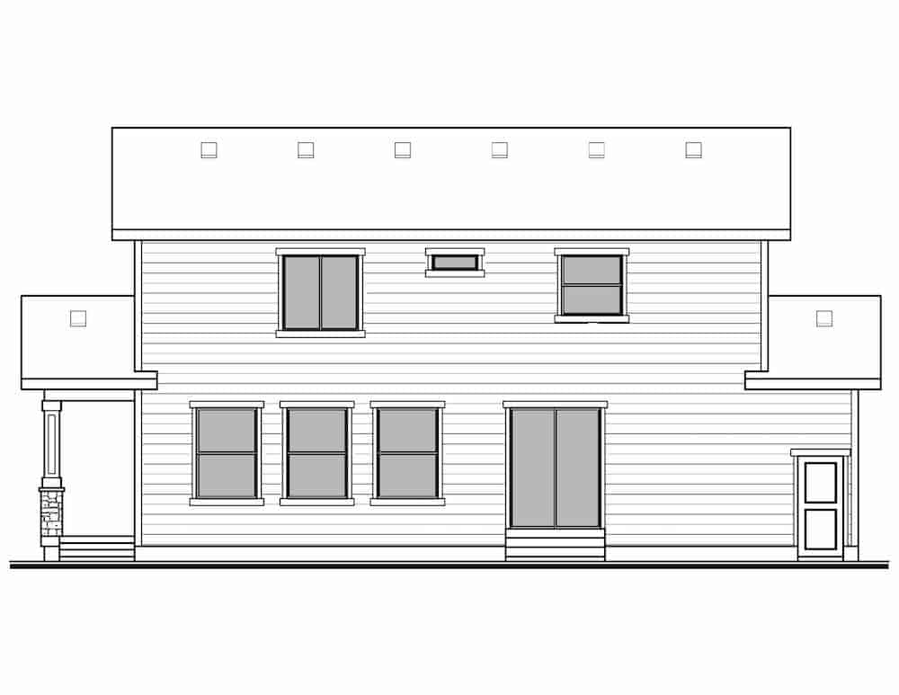 Home Plan Rear Elevation of this 3-Bedroom,1842 Sq Ft Plan -208-1016