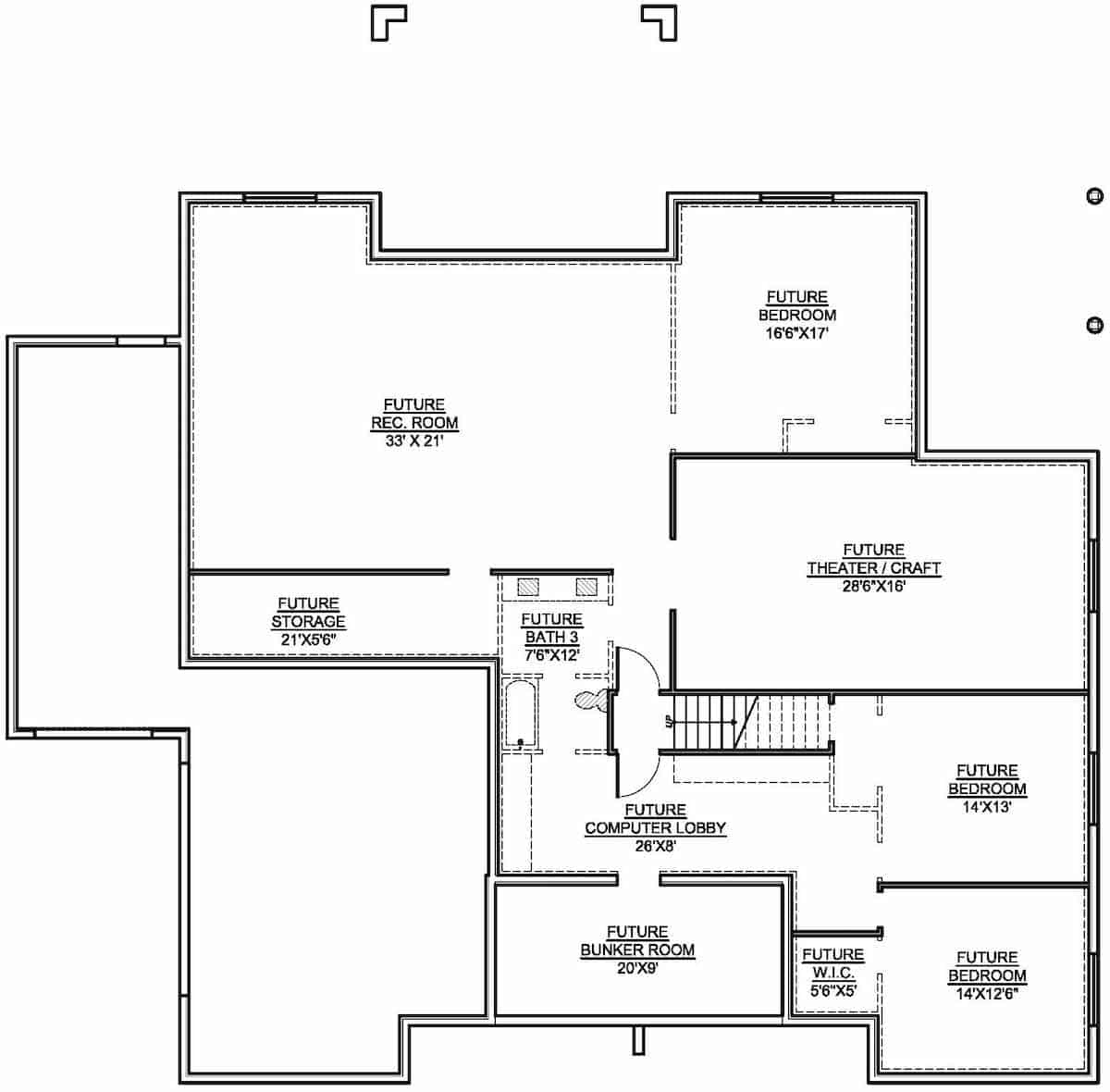 Floor Plan Basement of Contemporary Plan #208-1017