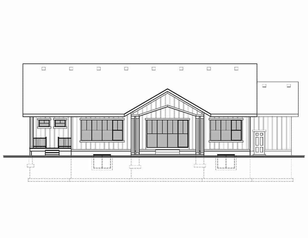 Home Plan Rear Elevation of this 3-Bedroom,2755 Sq Ft Plan -208-1017
