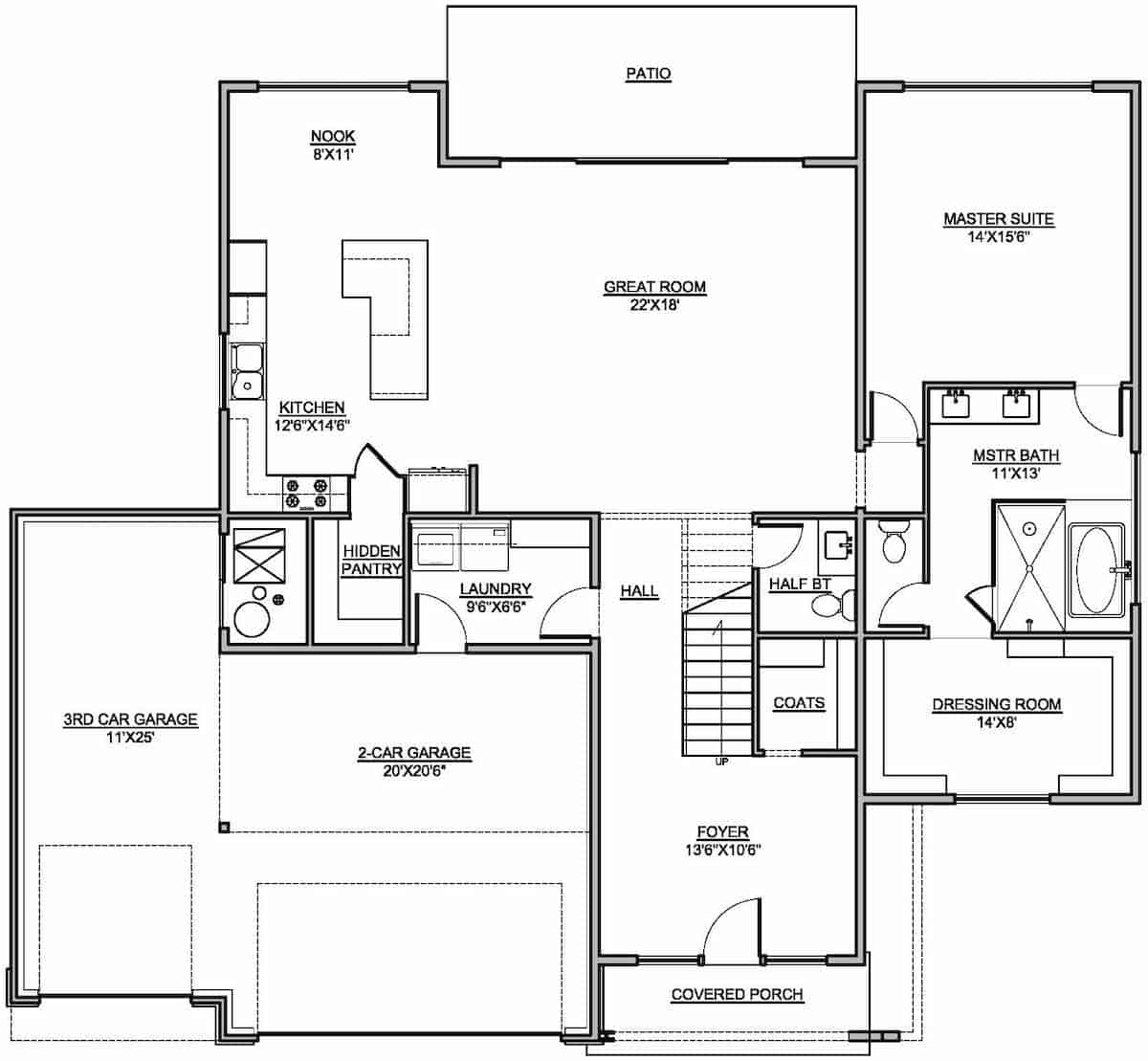 Floor Plan Main Level of Modern Plan #208-1018