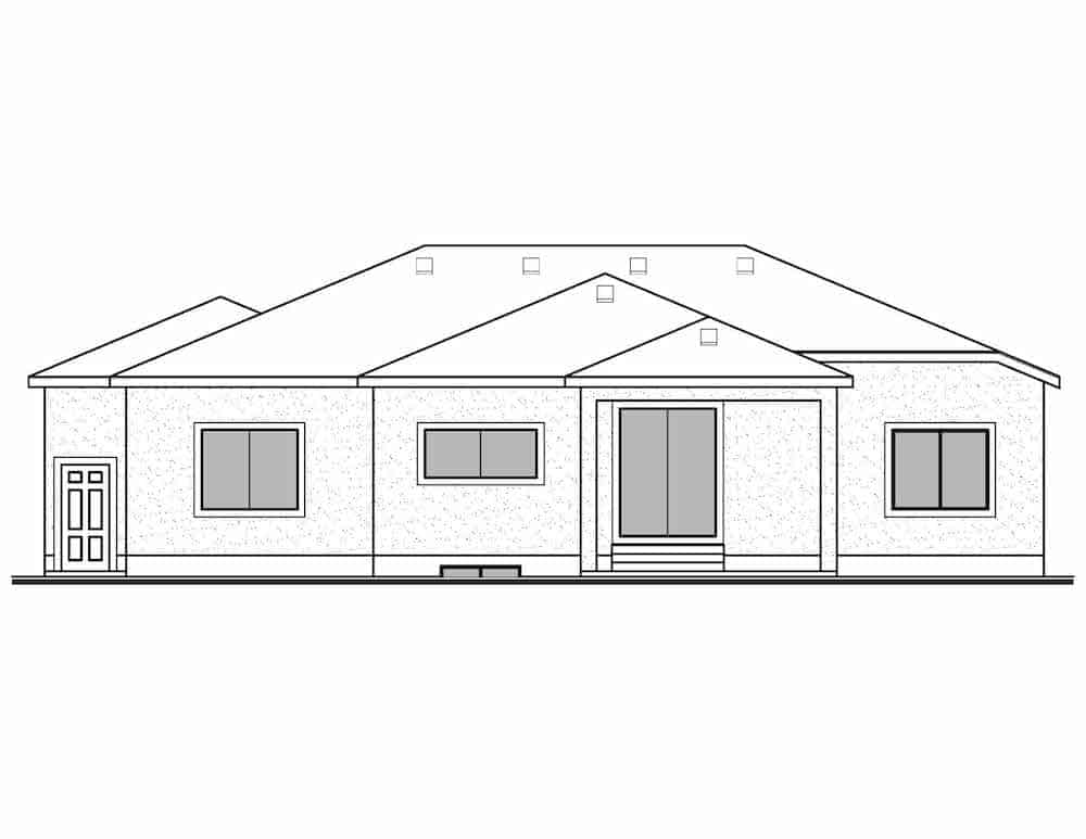 Home Plan Rear Elevation of this 4-Bedroom,2000 Sq Ft Plan -208-1019
