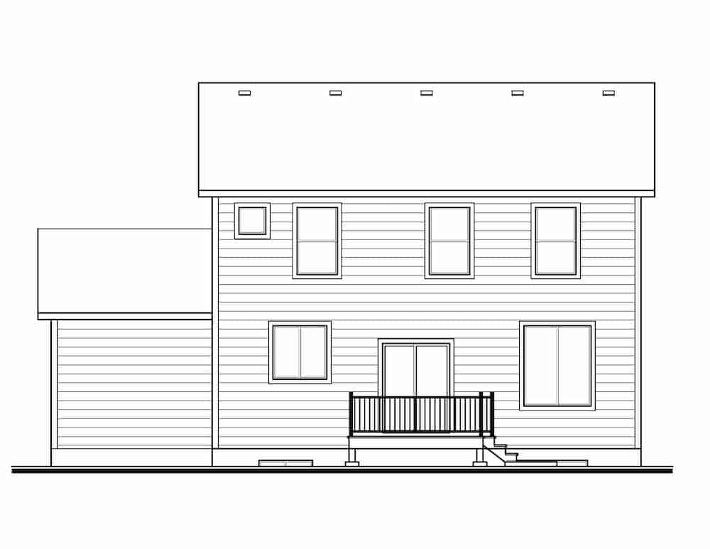 Home Plan Rear Elevation of this 3-Bedroom,1884 Sq Ft Plan -208-1020