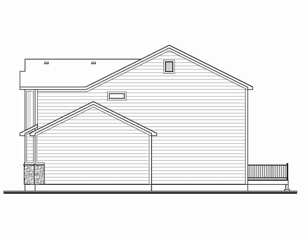 Home Plan Right Elevation of this 3-Bedroom,1884 Sq Ft Plan -208-1020