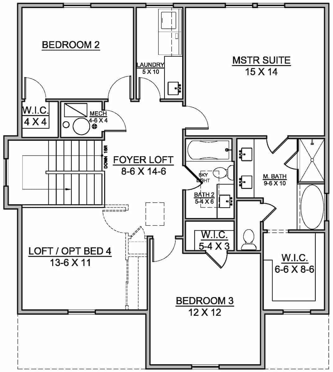 Floor Plan Upper Level of Farmhouse Plan #208-1022