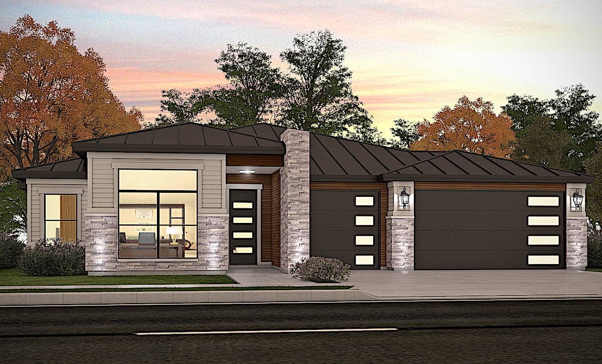 Contemporary style house (ThePlanCollection: Plan #208-1024)