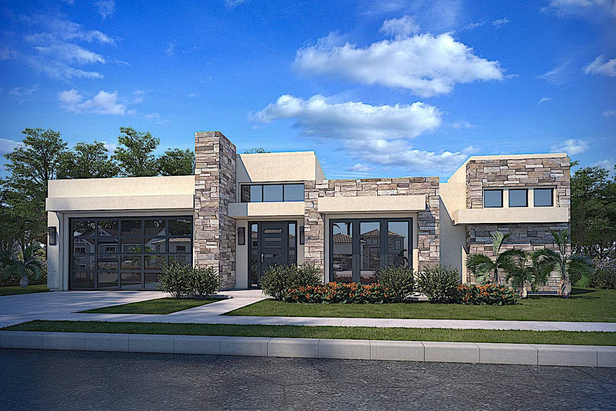 Modern home (ThePlanCollection: Plan #208-1025)