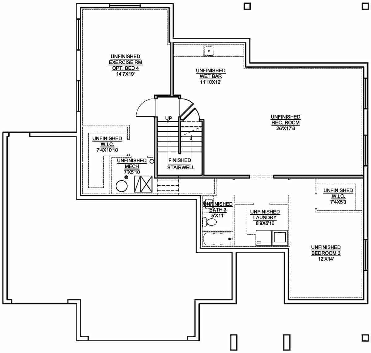 Basement of Contemporary Plan #208-1027