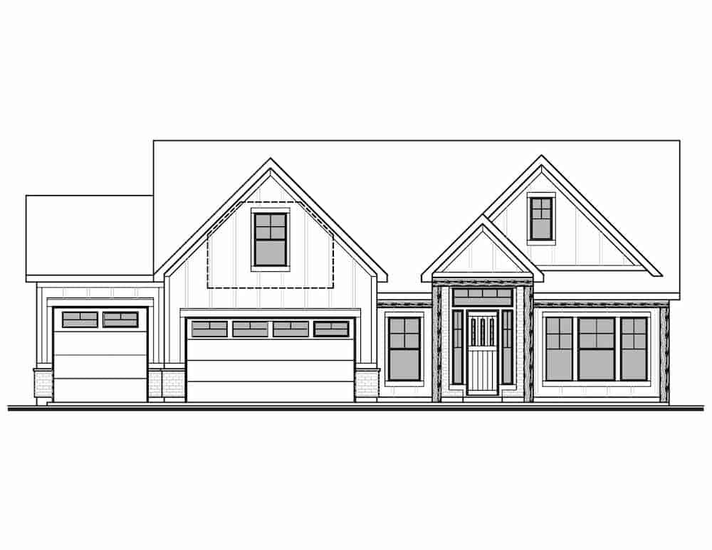 Home Plan Front Elevation of this 2-Bedroom,1638 Sq Ft Plan -208-1027