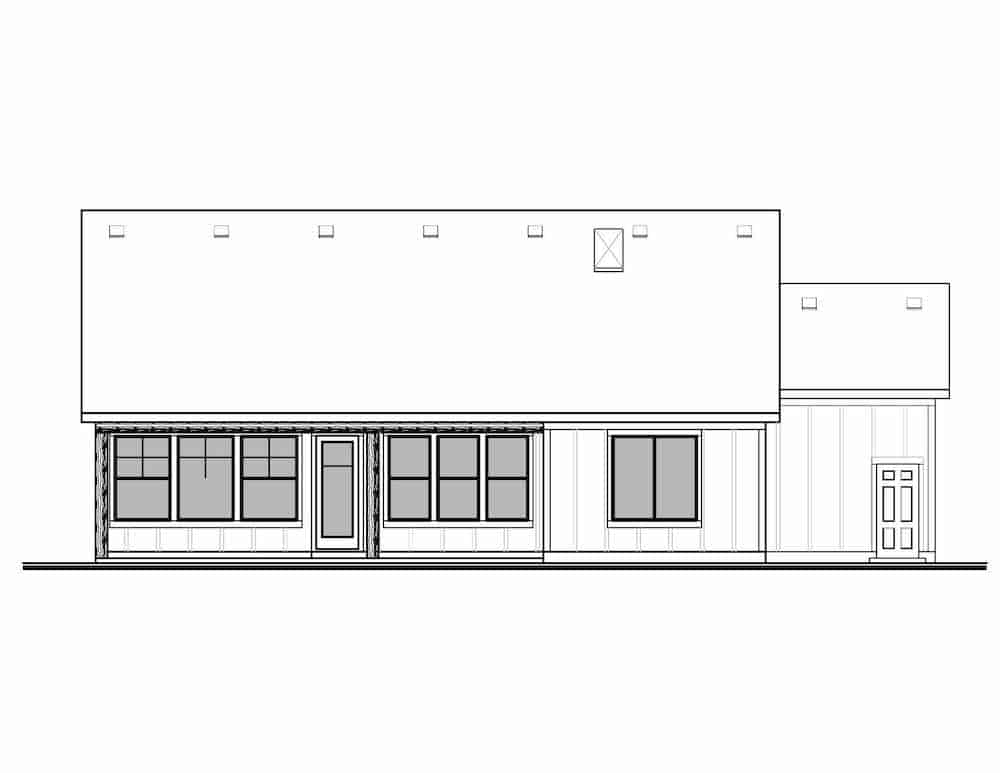 Home Plan Rear Elevation of this 2-Bedroom,1638 Sq Ft Plan -208-1027