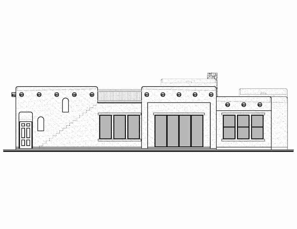 Home Plan Rear Elevation of this 3-Bedroom,1868 Sq Ft Plan -208-1029