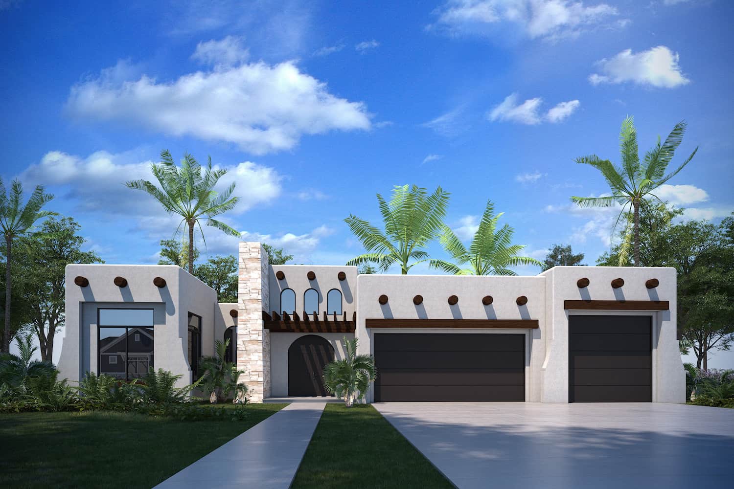 Front elevation of Southwest home (ThePlanCollection: House Plan #208-1029)