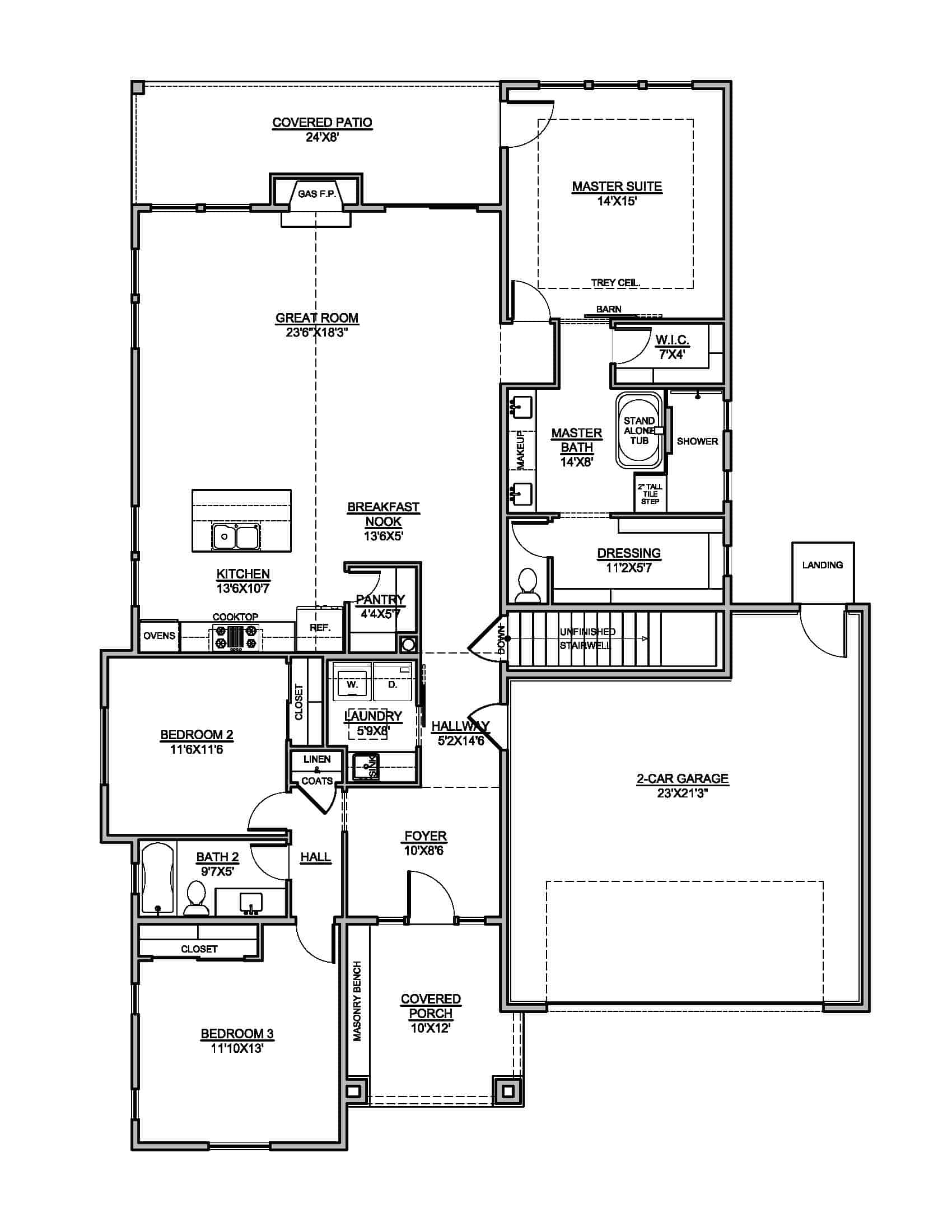 Main Level of Contemporary Plan #208-1030