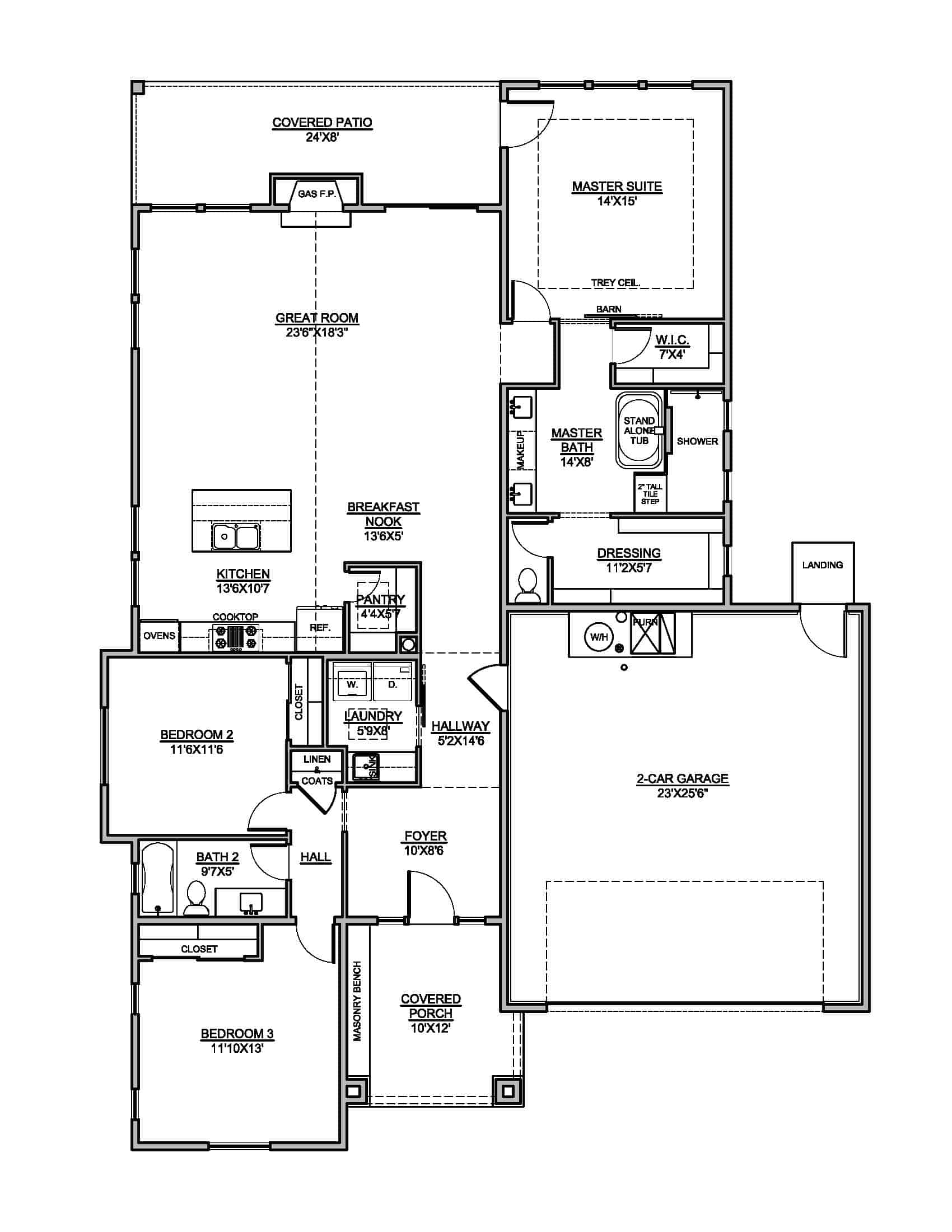 Main Level of Contemporary Plan #208-1030