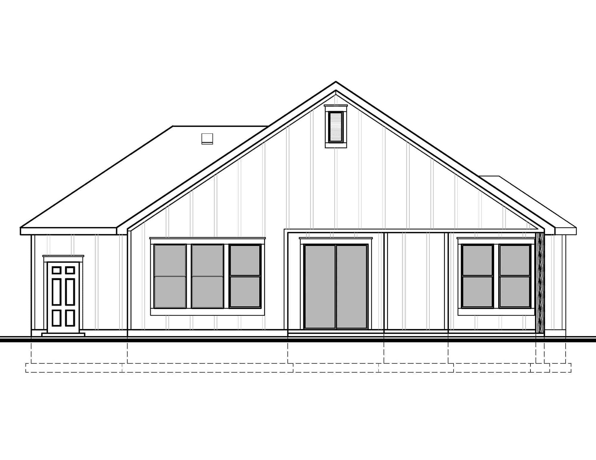 Home Plan Rear Elevation of this 3-Bedroom,1892 Sq Ft Plan -208-1030