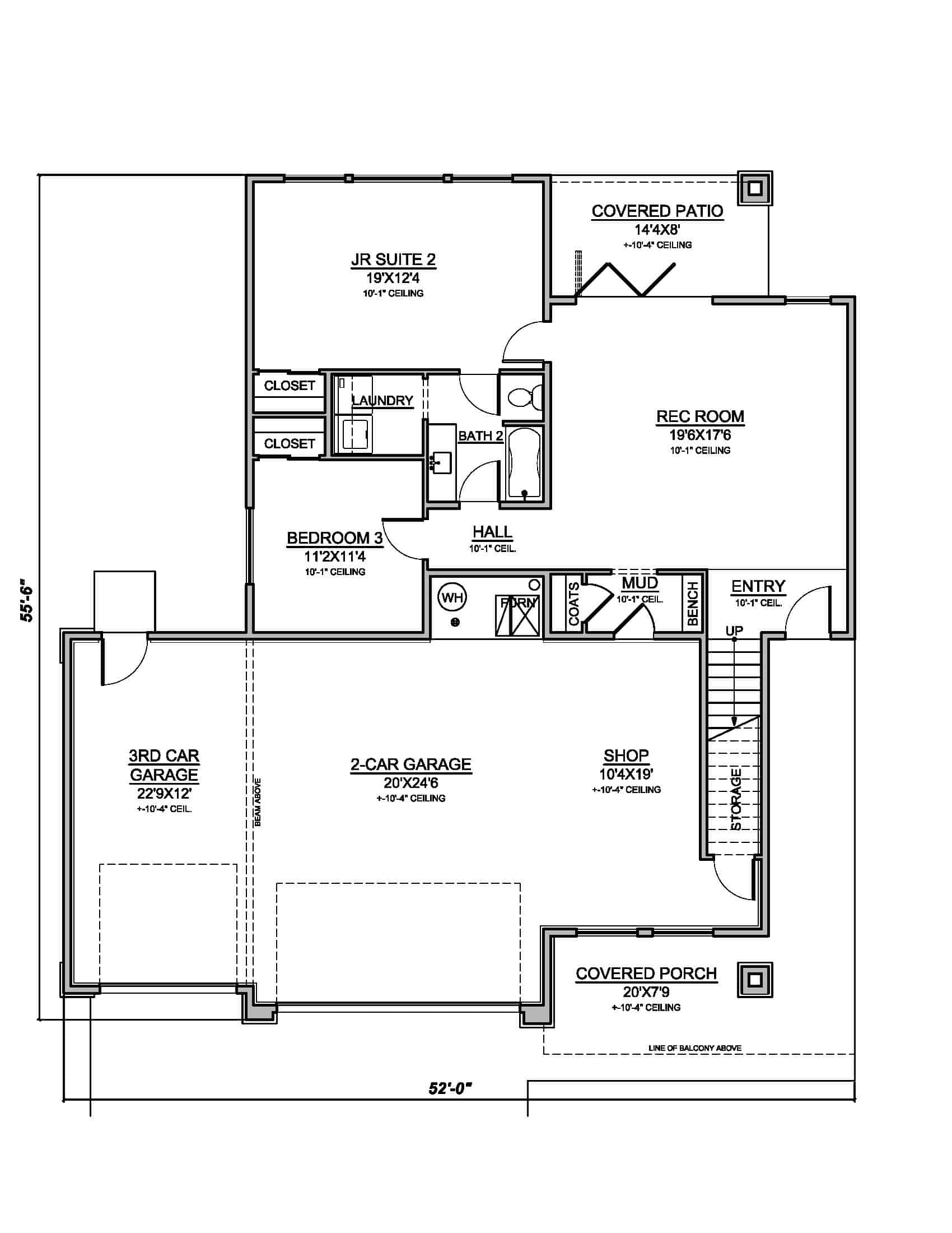 Main Level of Contemporary Plan #208-1031