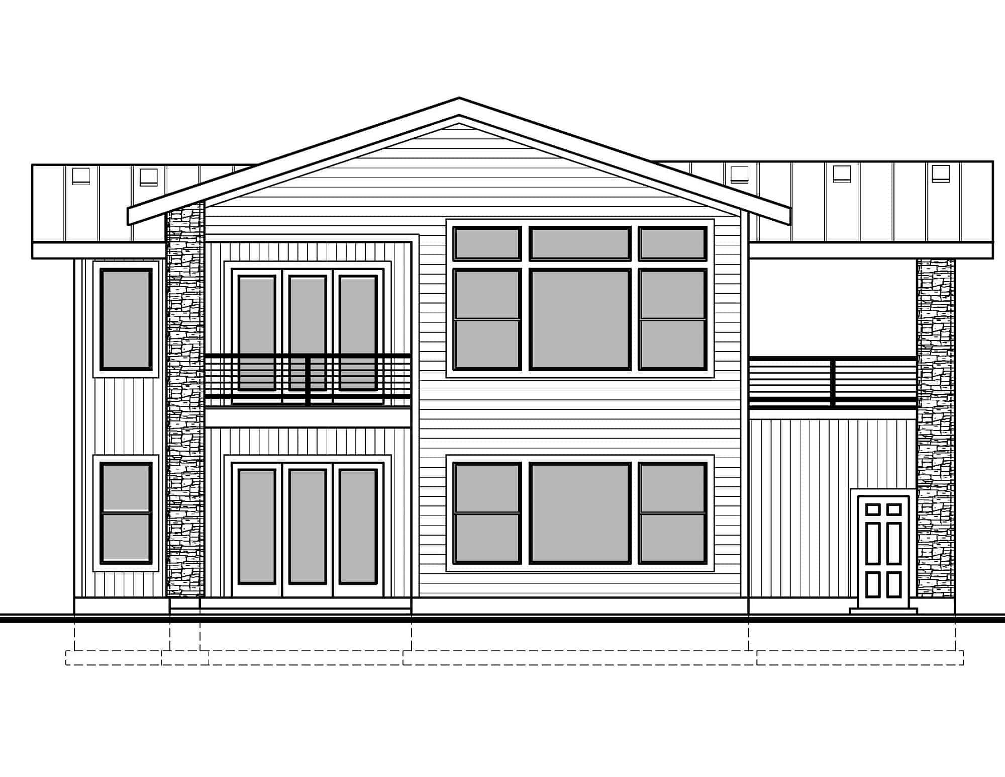Home Plan Rear Elevation of this 3-Bedroom,2858 Sq Ft Plan -208-1031