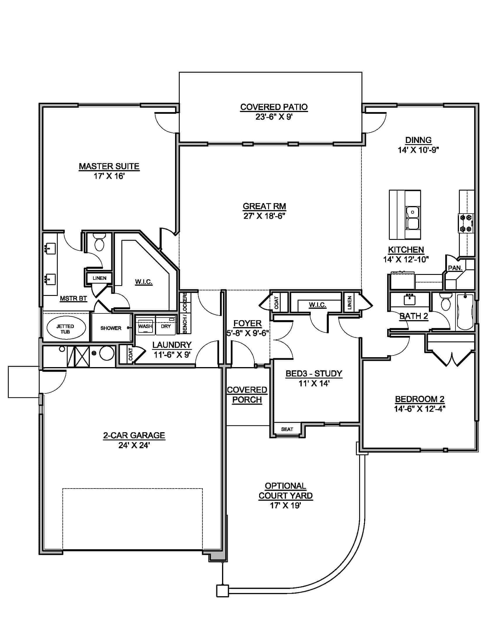 Main Level of Modern Plan #208-1032