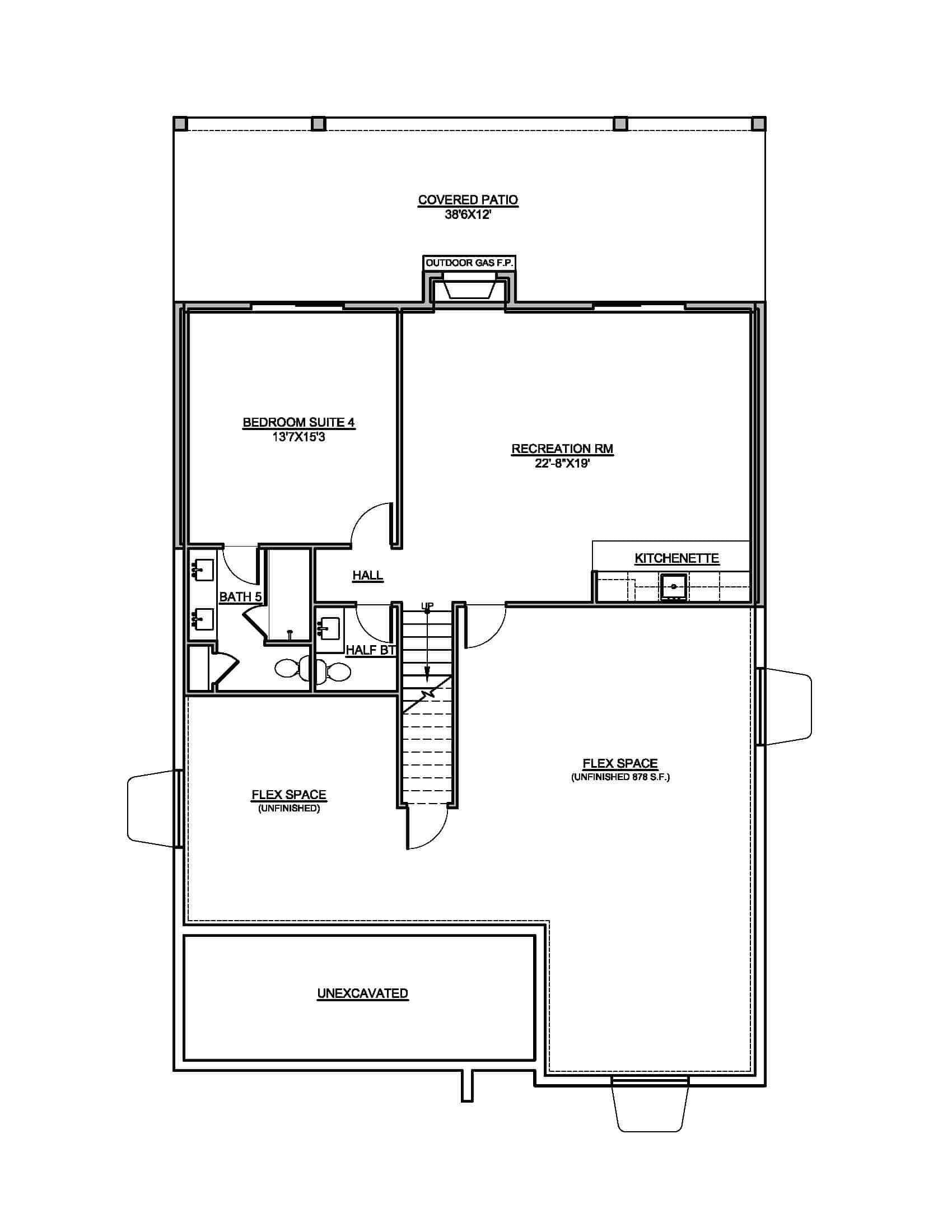 Basement of Farmhouse Plan #208-1033