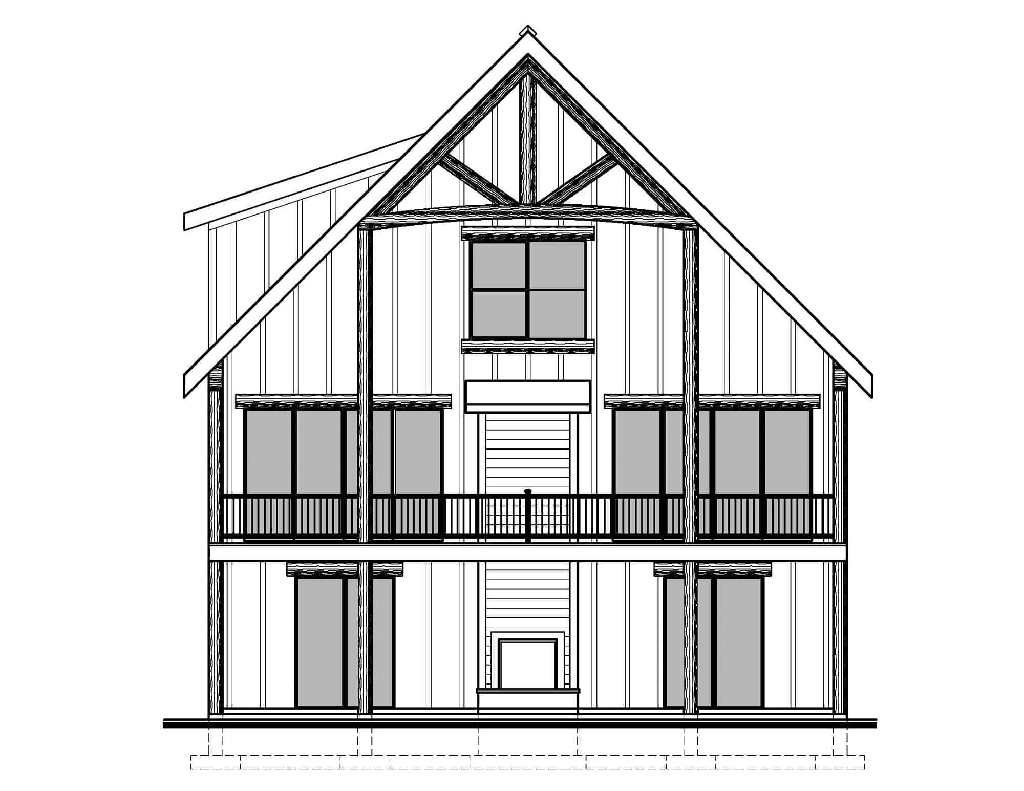 Home Plan Rear Elevation of this 5-Bedroom,3688 Sq Ft Plan -208-1033